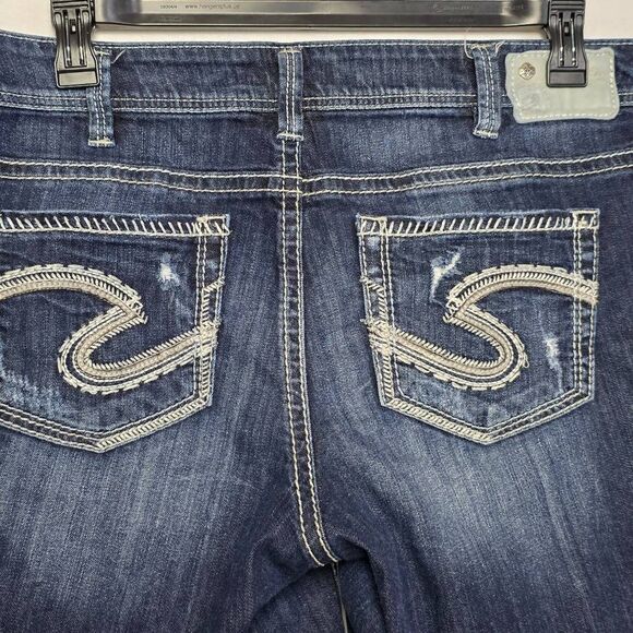 Silver Jeans Co. Suki Mid Short Distressed Denim Sz 16 - Picture 3 of 8